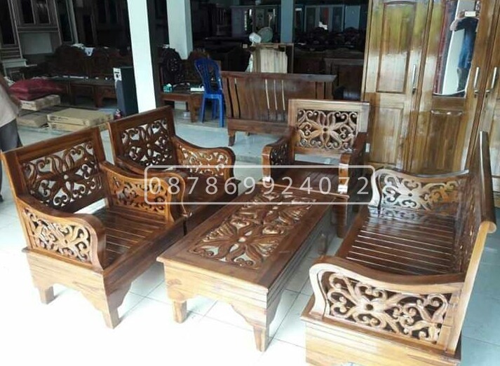 kursi tamu klasik ukiran asli Jepara 2111 seater kayu jati berkualitas